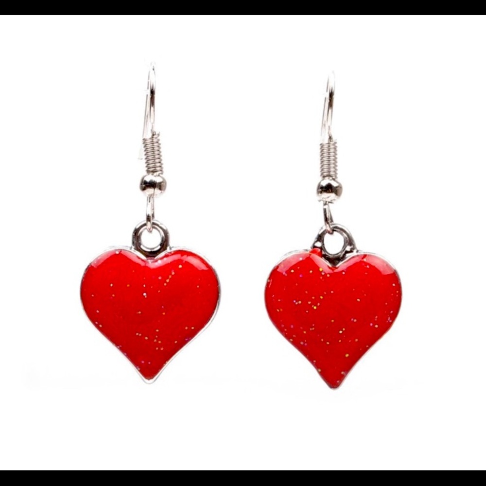 Adorable red heart shaped earrings